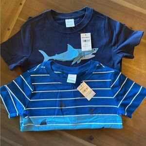NWT Hanna Andersson Kids Shark T-Shirt Set - Navy and Blue Stripes
